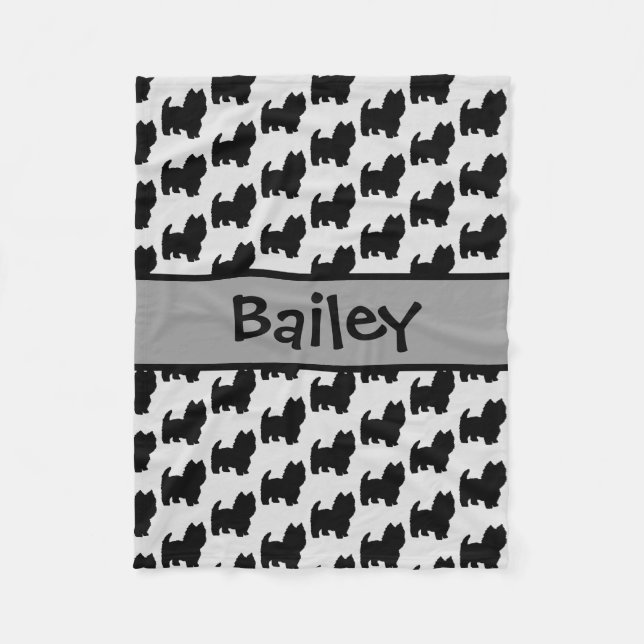 Anpassningsbar Westie Hund Silhouette Fleecefilt (Framsidan)