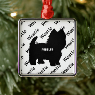 Anpassningsbar Westie Hund Silhouette Julgransprydnad Metall