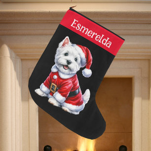Anpassningsbar Westie-julklapp Stor Julstrumpa