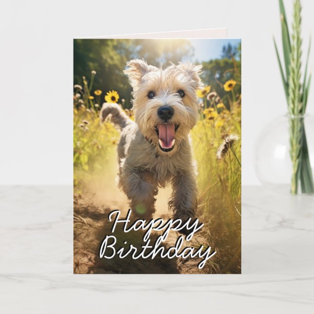 Anpassningsbar Wheaten Terrier Birthday Card Tack Kort (Framsida)