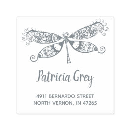 Anpassningsbar Whimsical Dragonfly Returadress Självfärgande Stämpel