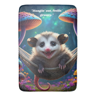 Anpassningsbar Whimsical Opossum Psychedelic Hippi Badrumsmatta