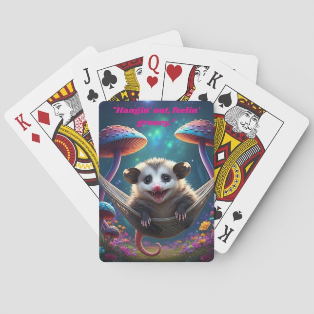 Anpassningsbar Whimsical Opossum Psychedelic Hippi Casinokort (Baksidan)