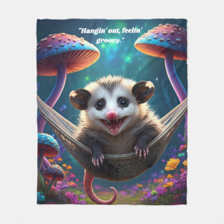 Anpassningsbar Whimsical Opossum Psychedelic Hippi Fleecefilt