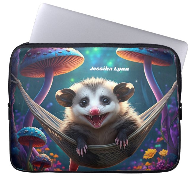 Anpassningsbar Whimsical Opossum Psychedelic Hippi Laptop Fodral (Framsidan)