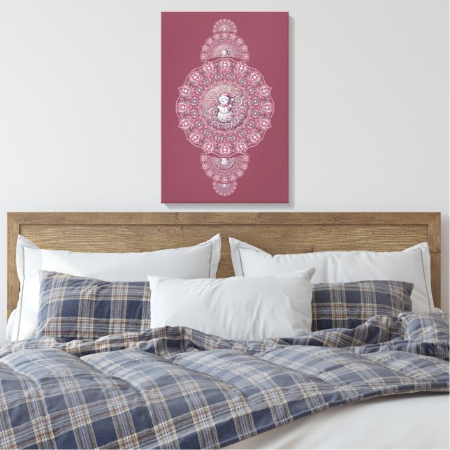 Anpassningsbar Whimsical Snögubbe Ornamental Manda Canvastryck (Insitu (sovrum))