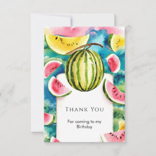 Anpassningsbar Whimsical Watermelon Birthday Tack Kort