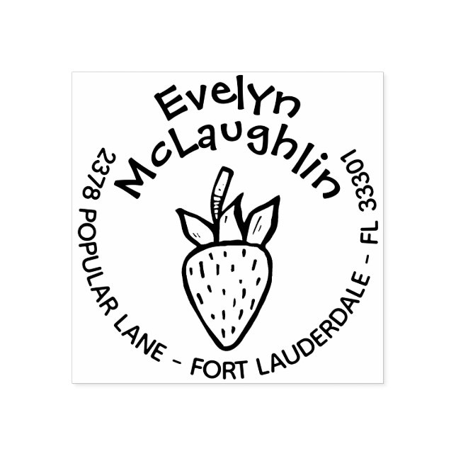 Anpassningsbar Whimsique Strawberry Returadress Fr Stämpel (Tryck)