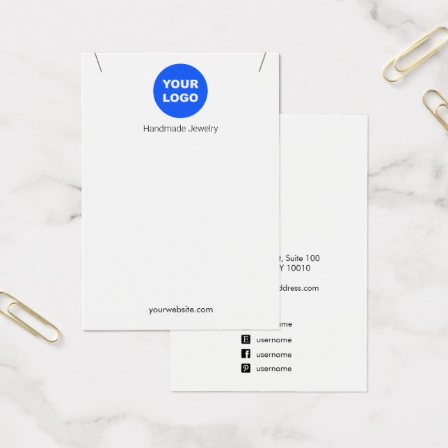 Anpassningsbar White Add Logotyp Pendant Necklace  Visitkort (Kontor)