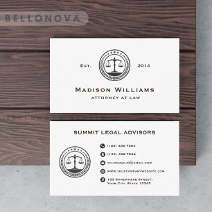 Anpassningsbar White and Black Monogram Law Office Visitkort