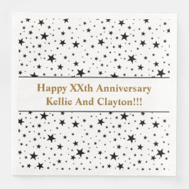 Anpassningsbar White/Black Stars Bröllop-årsdag Pappersservett