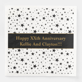 Anpassningsbar White/Black Stars Bröllop-årsdag Pappersservett