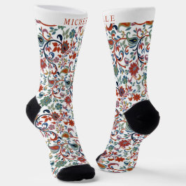Anpassningsbar White Blommigt Red Grönt Paisley Fl