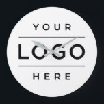 Anpassningsbar White Business Logotyp Company Bran Stor Klocka<br><div class="desc">Anpassningsbarnas märkesklocka för ditt företag eller hemmakontor har logotypens utformning. Logotypens  och den vita bakgrunden färg kan justeras. Kontakta designern för ytterligare hjälp på kathleen@plushpaper.com</div>