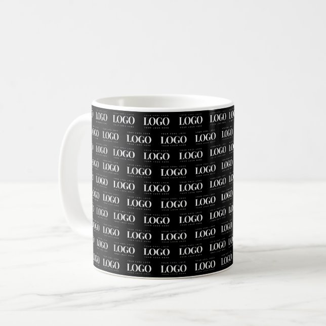 Anpassningsbar White Business Logotyp på Svarta Mö Kaffemugg (Framsida vänster)