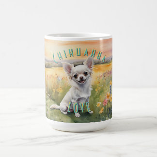 Anpassningsbar White Chihuahua Sunrise, Miniature Kaffemugg