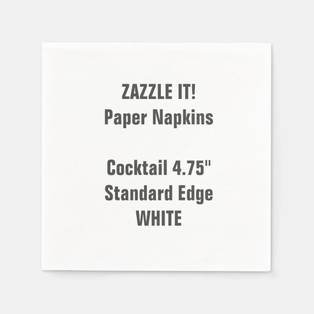Anpassningsbar WHITE Cocktail Papper Napkins Blank Pappersservett (Framsidan)