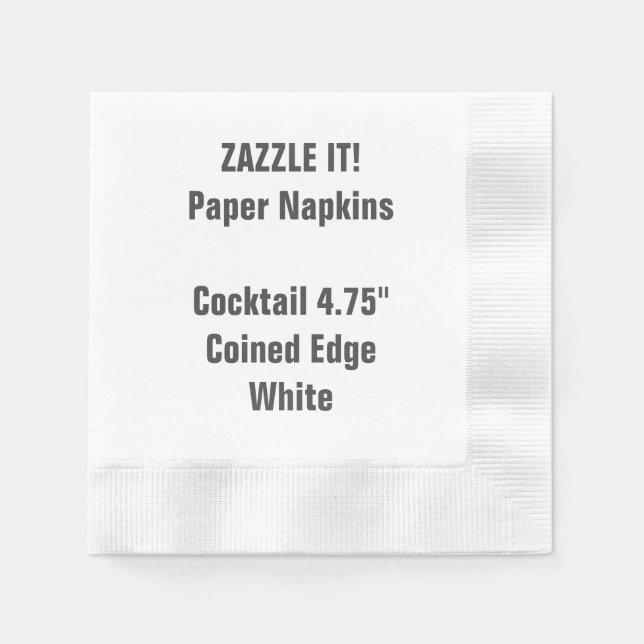 Anpassningsbar WHITE Cocktail Pappersservett blank (Framsidan)
