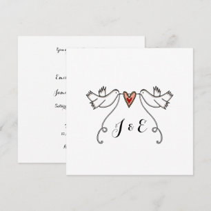 Anpassningsbar White Doves Kärlek Heart Bröllopsin Inbjudningar