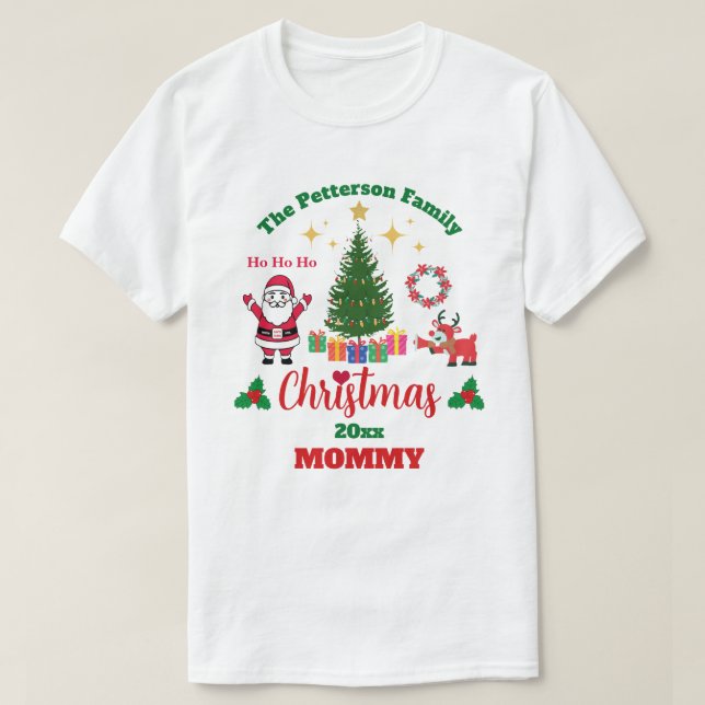 Anpassningsbar White Family jul, Jultomten Unisex T Shirt (Design framsida)