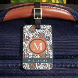 Anpassningsbar White Grått Orange Grönt Paisley Mö Bagagebricka