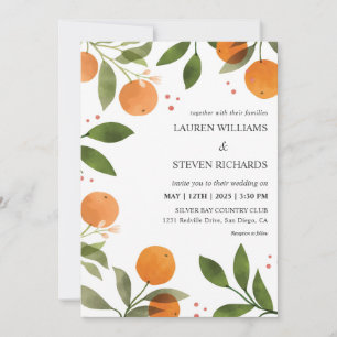 Anpassningsbar White Grönt Orange Grönt blommigt B Inbjudningar