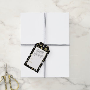 Anpassningsbar White Guld Snöflingor Polkadots on Presentetikett