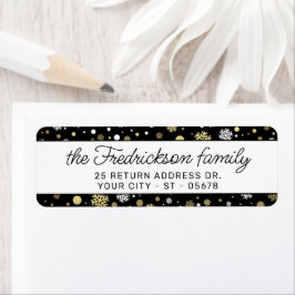 Anpassningsbar White Guld Snöflingor Polkadots on  Returadress Etikett