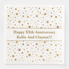 Anpassningsbar White/Guld Stars med meddelandeårsd Pappersservett