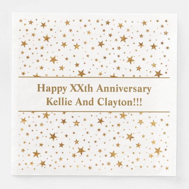 Anpassningsbar White/Guld Stars med meddelandeårsd Pappersservett (Framsida)