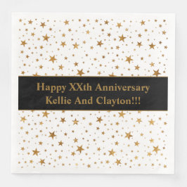 Anpassningsbar White/Guld Stars med meddelandeårsd Pappersservett