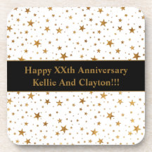 Anpassningsbar White/Guld Stars med meddelandeårsd