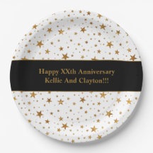 Anpassningsbar White/Guld Stars-meddelandeårsdag