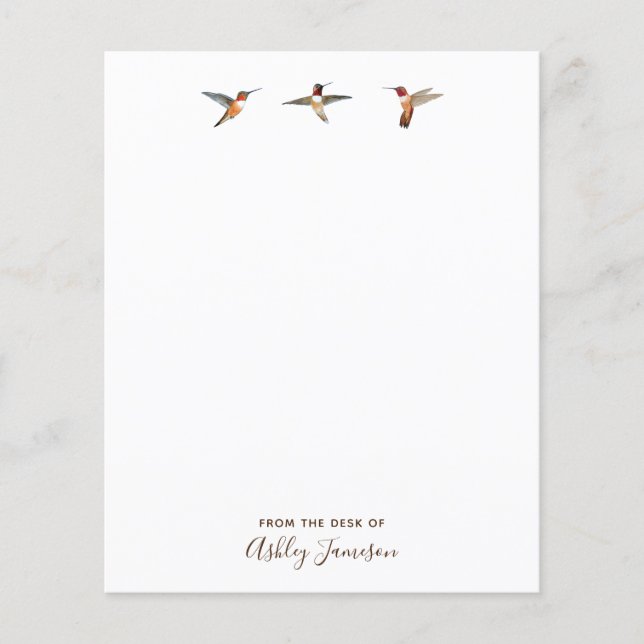 Anpassningsbar White Hummingbird Stationery Papper (Framsida)