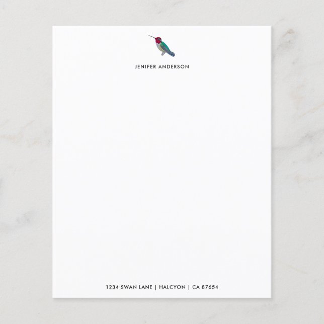 Anpassningsbar White Hummingbird Stationery Papper (Framsida)