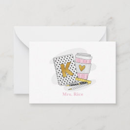 Anpassningsbar White Kindergarten Teacher Coffee Ä Anteckningskort