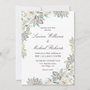 Anpassningsbar White Light Blue Eucalyptus Charm B Inbjudningar