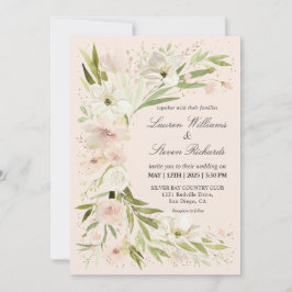 Anpassningsbar White Pastel Rosa Whimsical Romanti Inbjudningar