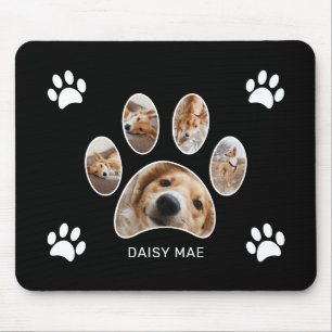 Anpassningsbar White Paw Print Namn Photo Collage Musmatta