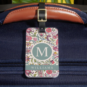 Anpassningsbar White Rosa Blue Paisley Mönster Bagagebricka