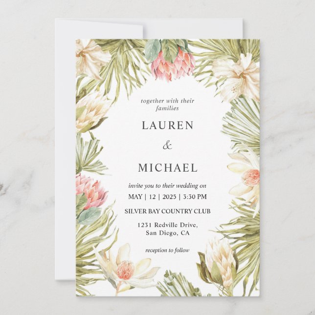 Anpassningsbar White Rosa Peach African Ram Bröllo Inbjudningar (Framsida)