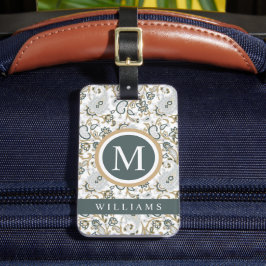 Anpassningsbar White Silver Grått Grönt Paisley Mö Bagagebricka