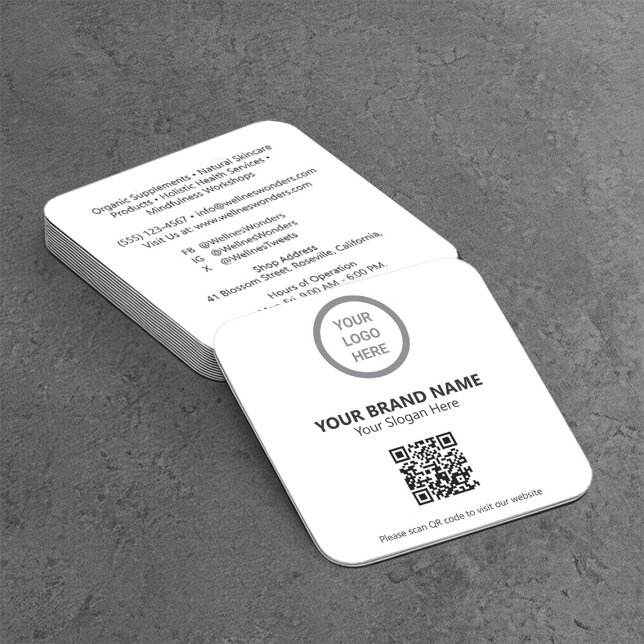 Anpassningsbar White Small Business Premise Logoty Fyrkantigt Visitkort (Skapare uppladdad)