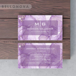 Anpassningsbar White Violet Lila Agate Professione Visitkort