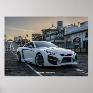 Anpassningsbar Widebody Nissan GT- R med lysdioder Poster