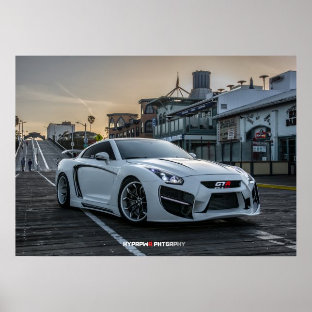 Anpassningsbar Widebody Nissan GT- R med lysdioder Poster (Framsidan)