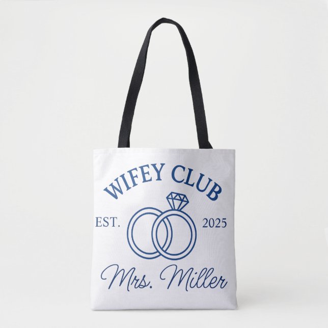 Anpassningsbar Wifey Klubb Tote Bag, Tote Bag, Wif Tygkasse (Framsida)