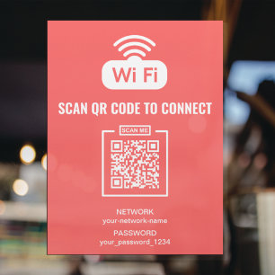 Anpassningsbar WIFI-lösenord NätverksQR-kodRosa Poster