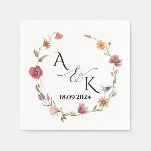 Anpassningsbar Wildblomma Bröllop Napkins Personli Pappersservett