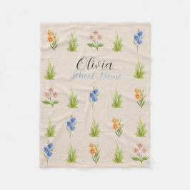 Anpassningsbar Wildblommes Blommigt  Namn Fleecefilt